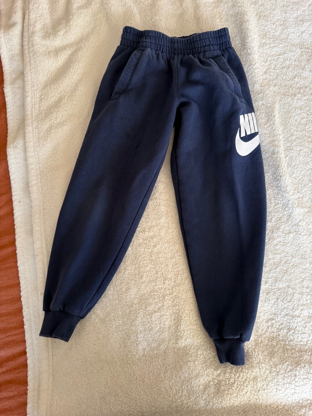 Nike Kids Navy Jogger Sweatpants with White Logo